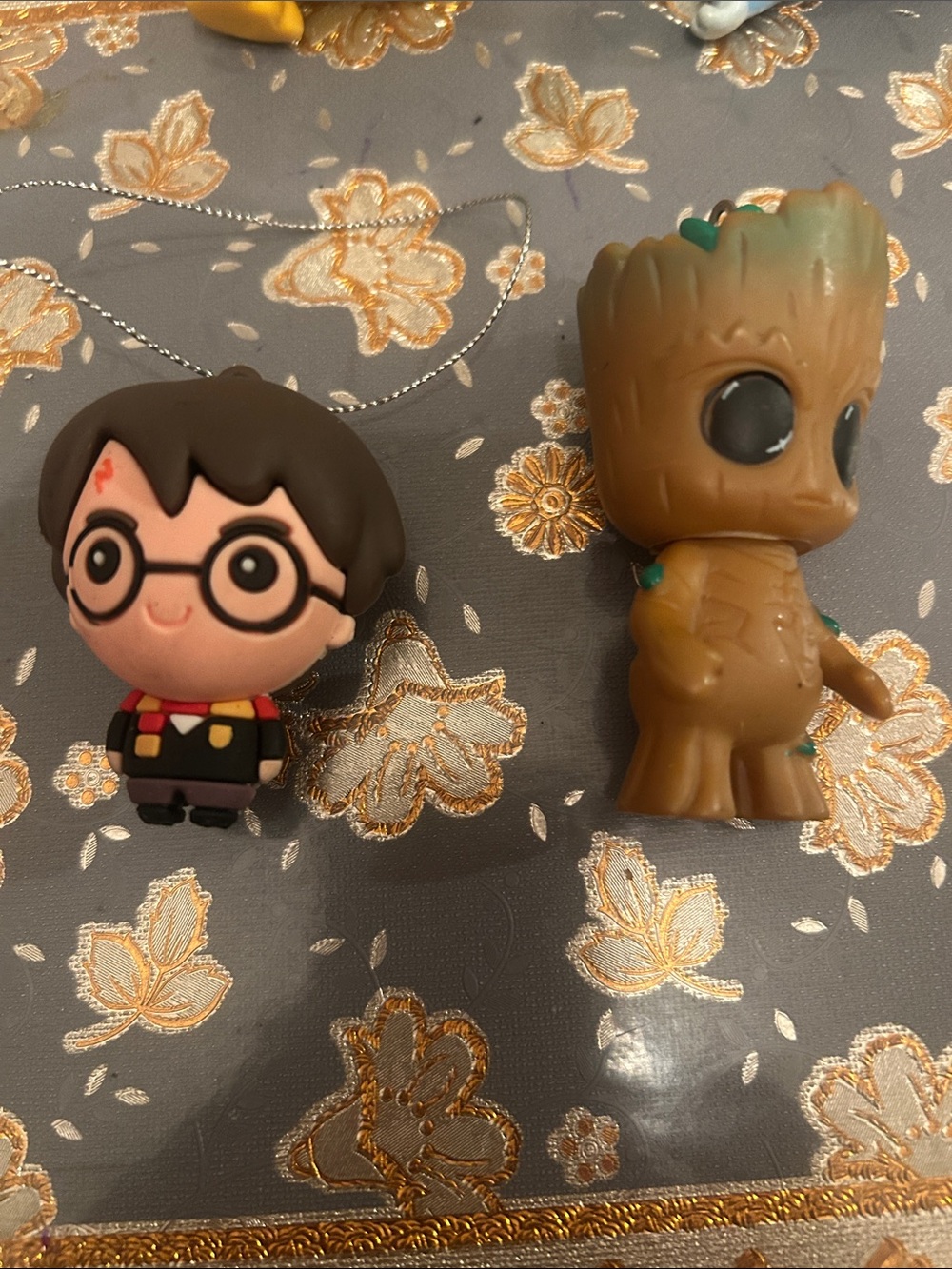Harry Potter tree ornament and groot figurine